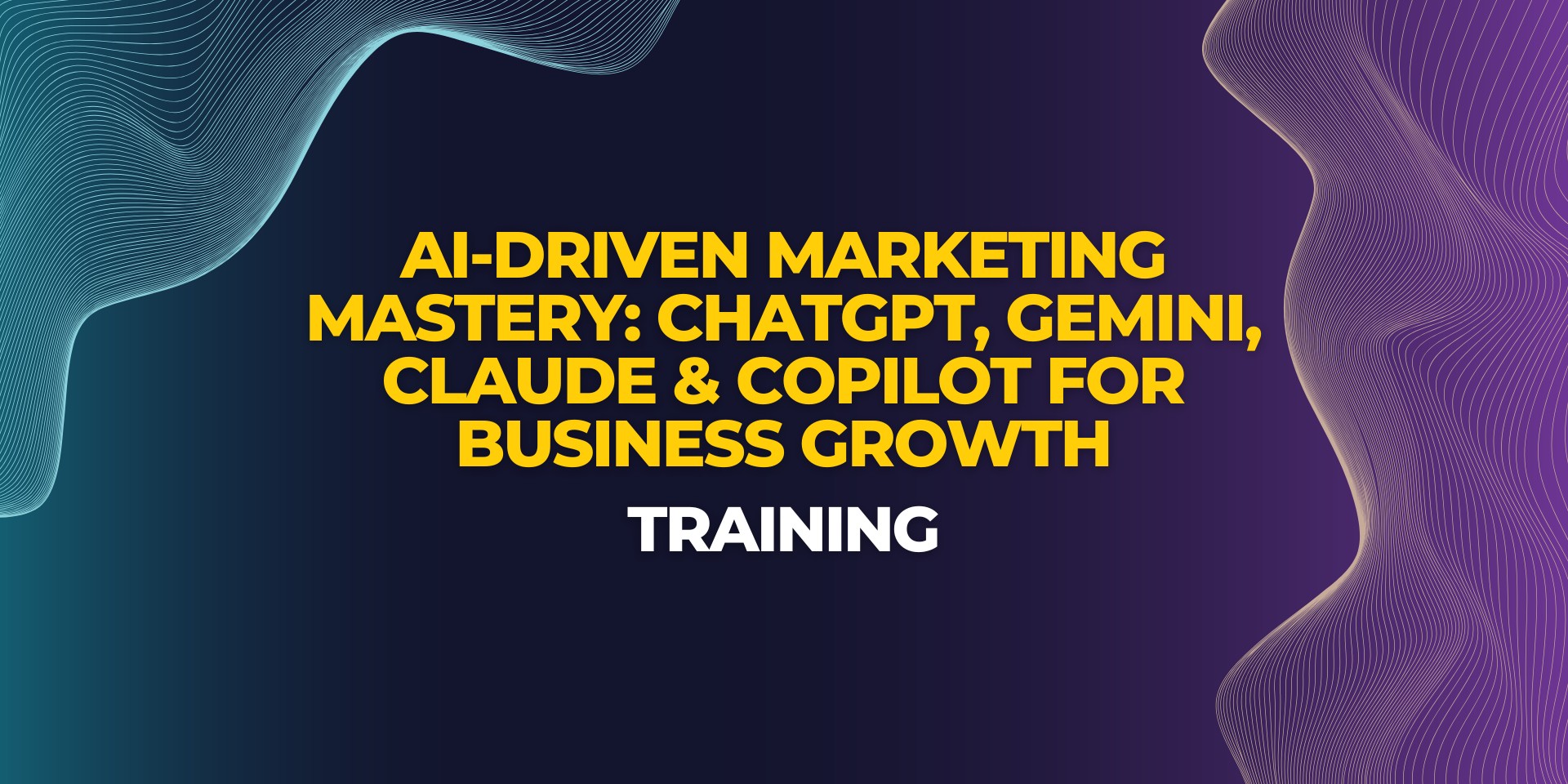 AI-Driven Marketing Mastery training banner featuring ChatGPT, Gemini, Claude and Copilot with neural network visualization for Ommtech Digital Marketing Academy Malaysia